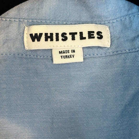 Whistles Denim Chambray Patch Chest Pockets Long Sleeve Lightweight Shirt, M/L - Picture 3 of 8